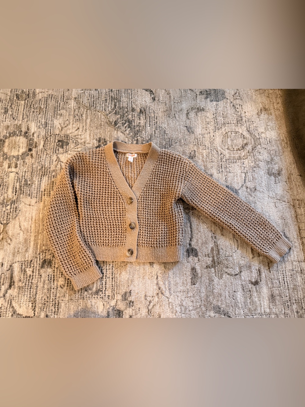 Cat & Jack beige cropped sweater cardigan